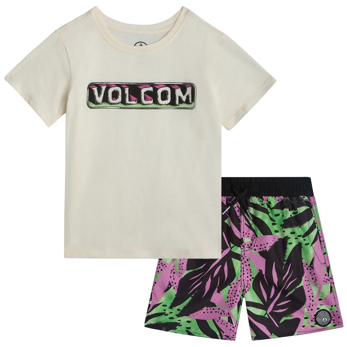Volcom Baby Boys Swim Set 2-Piece Short Sleeve Tee Quick Dry Board Shorts