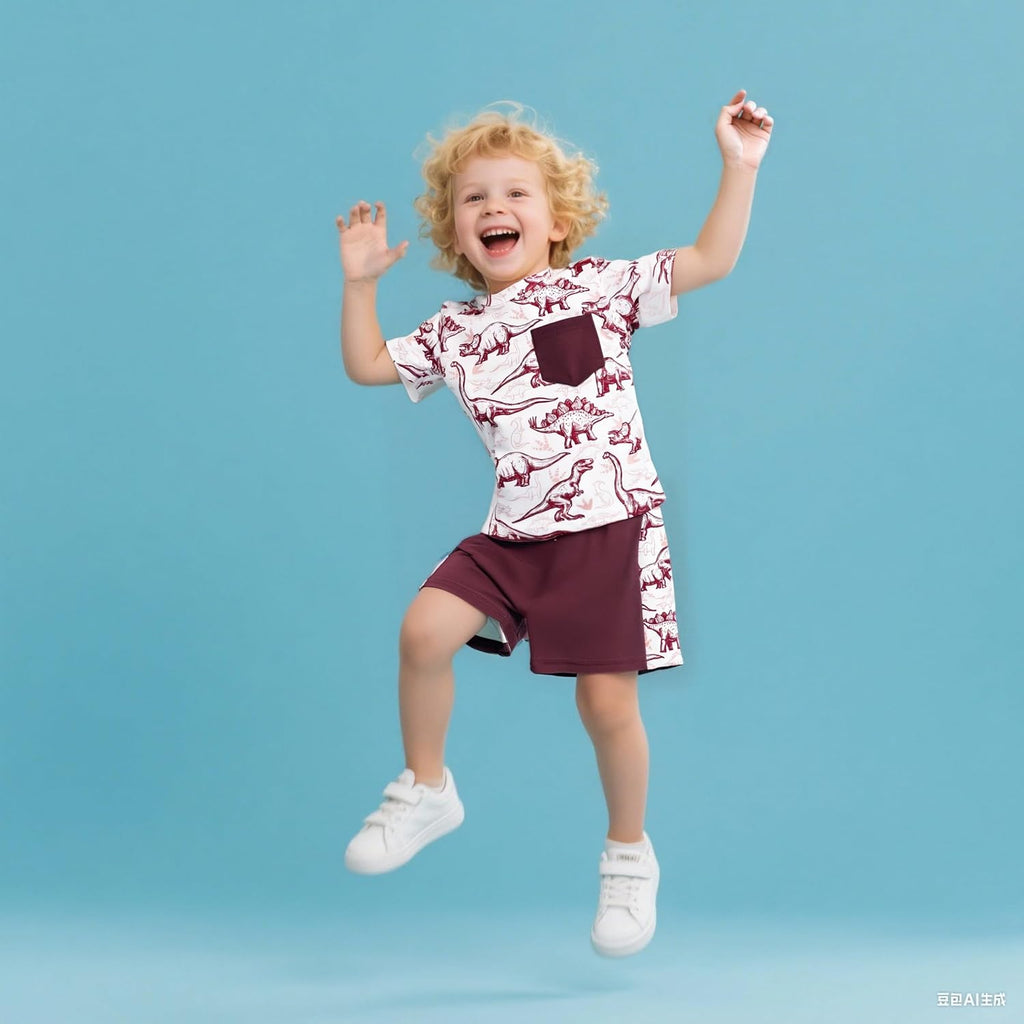 2-7 T Toddler Baby Boy Outfits Shorts Sleeve Summer Beach Cocos T Shirts + Shorts Clothing Set