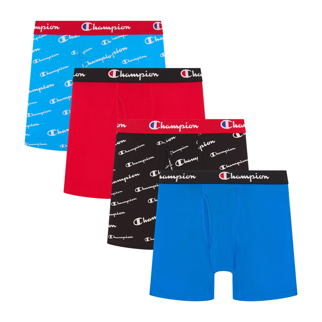 Champion Boys' Everyday Active Lightweight Stretch Boxer Briefs - 4 Pack (S–xl)