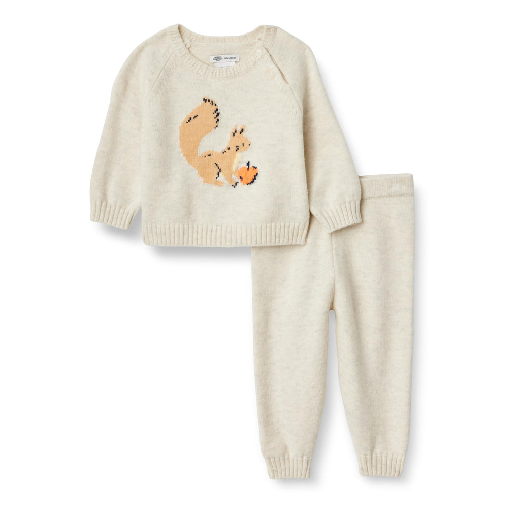 Amazon Essentials x Sofia Grainge Toddler and Baby Boys' Cotton-Nylon Knit Sweater Set with Crew Neckline