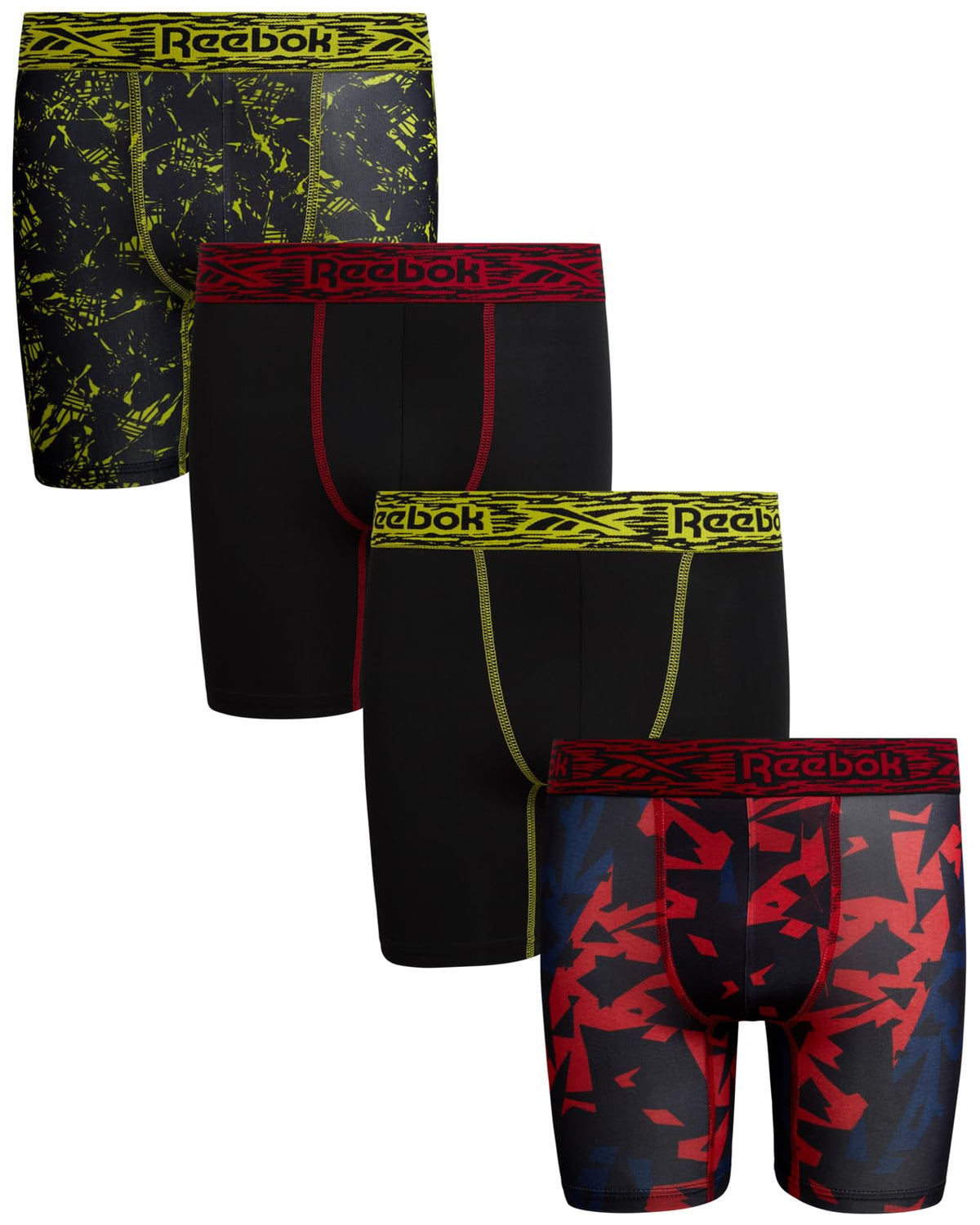 Reebok Boys Underwear 4 Pack 6'' Inseam Active Boxer Briefs with Pouch