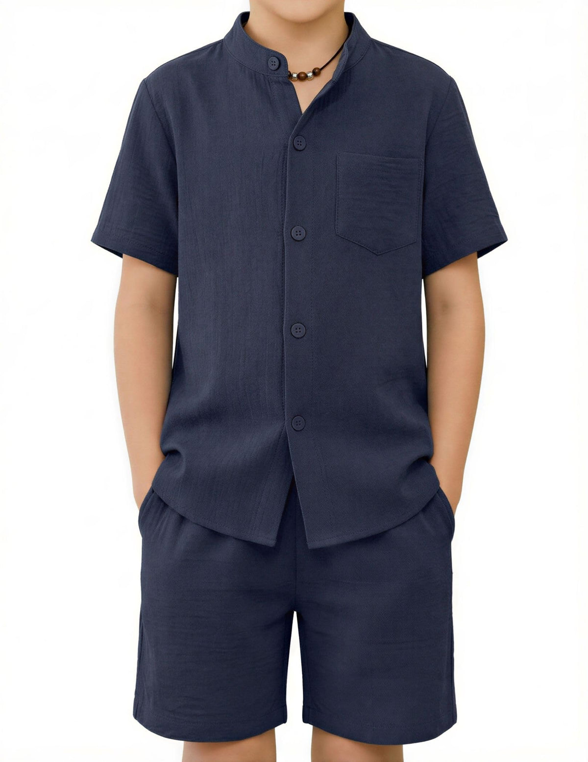 Arshiner Toddler Boys 2 Piece Outfits Texture Button Down Shirt and Shorts