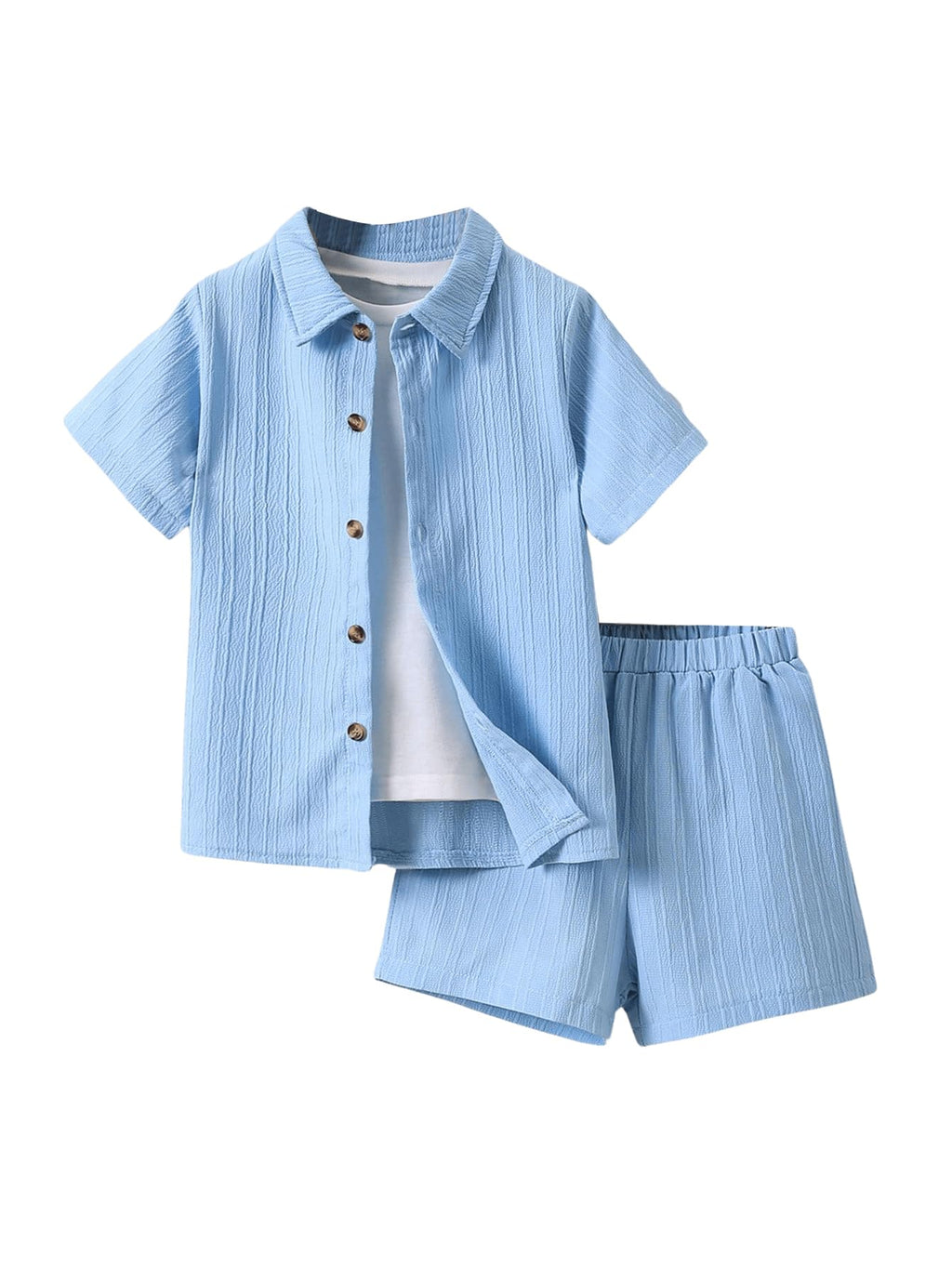 SweatyRocks Boy's Fashion Summer Outfits Button Down Shirt and Shorts Set