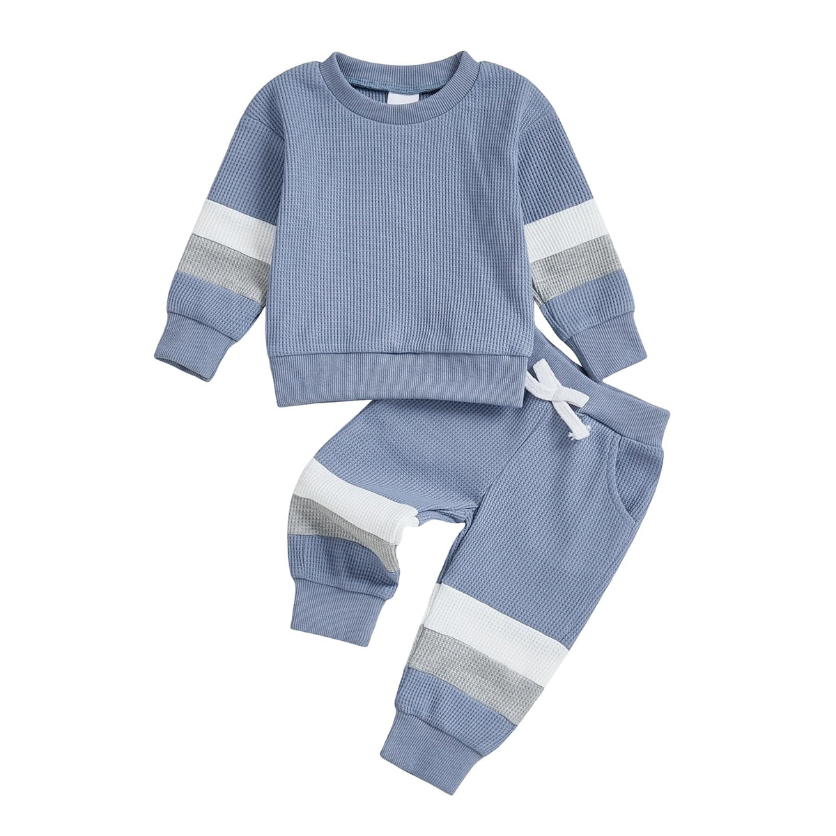 Kuriozud Toddler Baby Boy Fall Winter Clothes Long Sleeve Crewneck Pullover Sweatshirt Jogger Pants Set 2 Piece Outfit