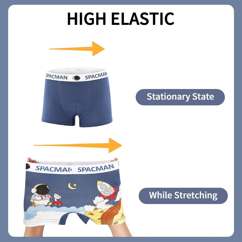 SkiBeaut Boy Boxer Brief Multipack Little Kids Underwear Children Cute Panties Boys Short for 2-12 Years, Pack of 4
