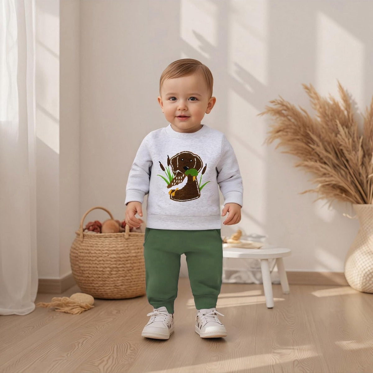 Baby Boy Outfits Embroidered Sweatshirt Pants Set Fall Winter Clothes