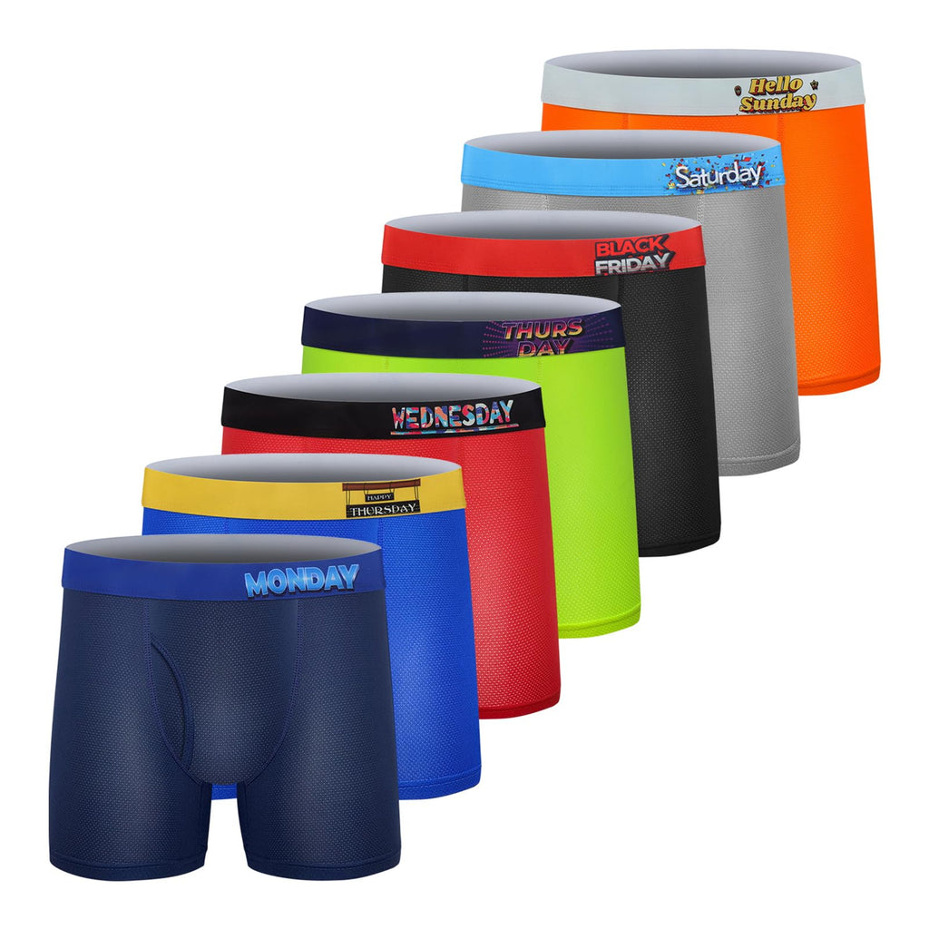 Boys Boxer Briefs,Cotton Toddler Underwear Breathable Mesh Performance Sport Big Boy Boxer Briefs with Fly 5Pack