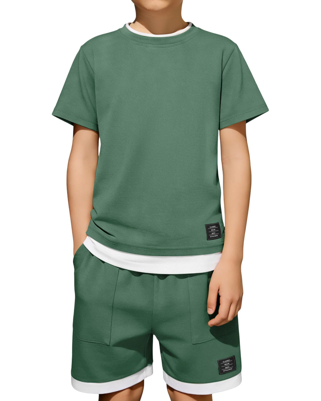 Toddler Kids Boys Soft Comfy 2 Pieces Set Short Sleeve Shirts and Shorts Sets Boy Summer Clothes 4-12 Years
