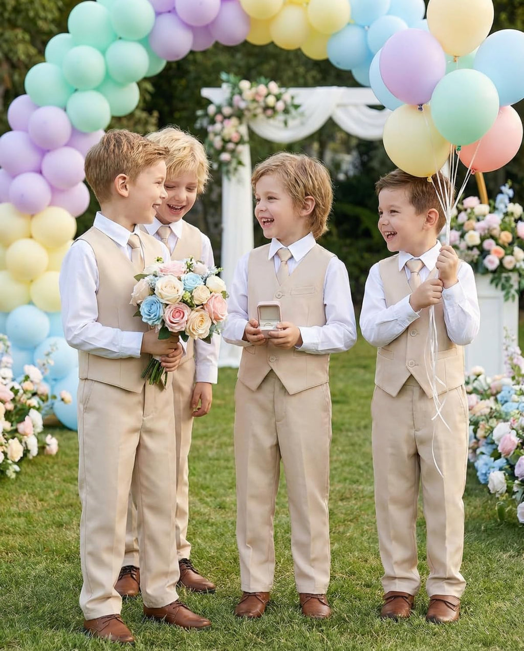 Boys Suits Kids Dress Vest Pants Set Ring Bearer Outfit 5-16Y