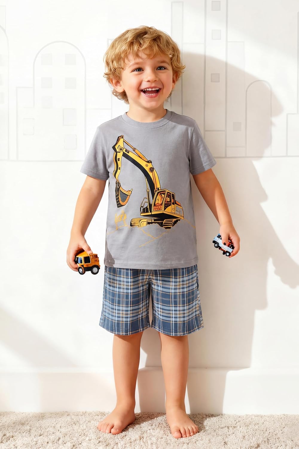 Cooraby Toddler Boys Summer Clothes Outfits Kids Cotton Short Sleeve Shirt Shorts 4 Pieces Set Toddler Boys short sets 2-5T