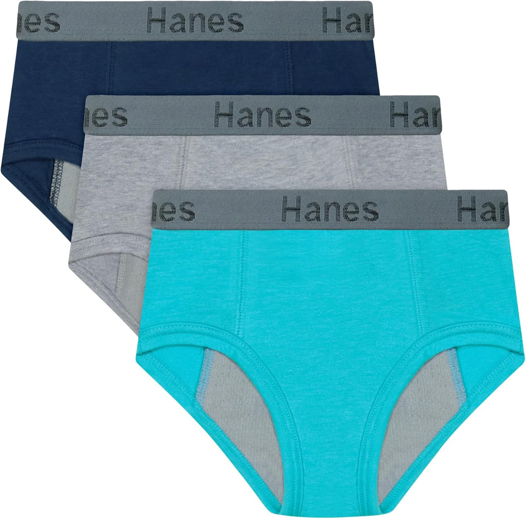 Hanes boys Overnight Underwear Pack, 3-pack, Light & Moderate Leaks, Confident Nights Overnight Underwear, Multi