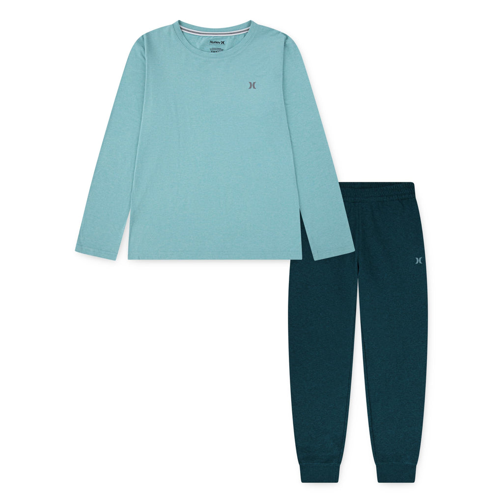 Hurley Boys' Long Sleeve Soft Basic T-shirt and Joggers 2-piece Outfit Set