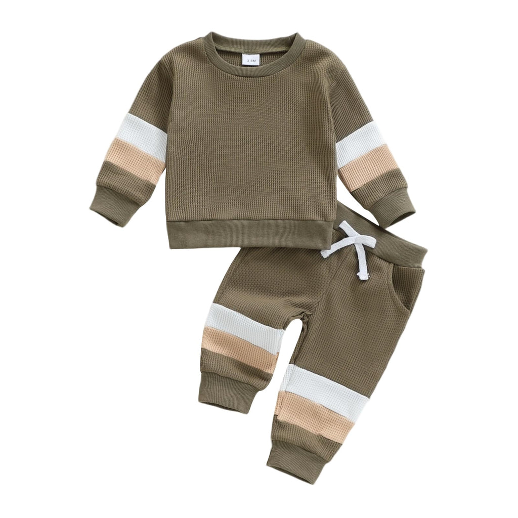 Kuriozud Toddler Baby Boy Fall Winter Clothes Long Sleeve Crewneck Pullover Sweatshirt Jogger Pants Set 2 Piece Outfit