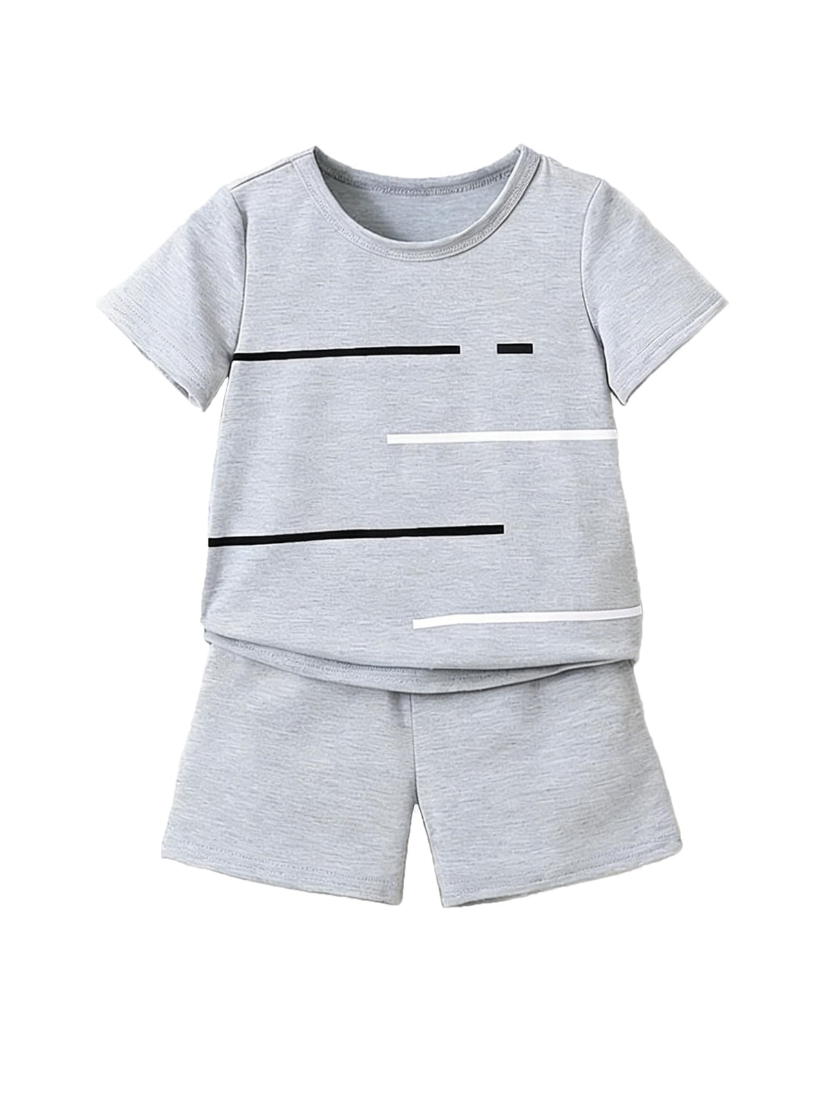 4-8T Toddler Boys 2-Piece Summer Casual Outfit Striped Print Short Sleeve T-Shirt & Shorts Set