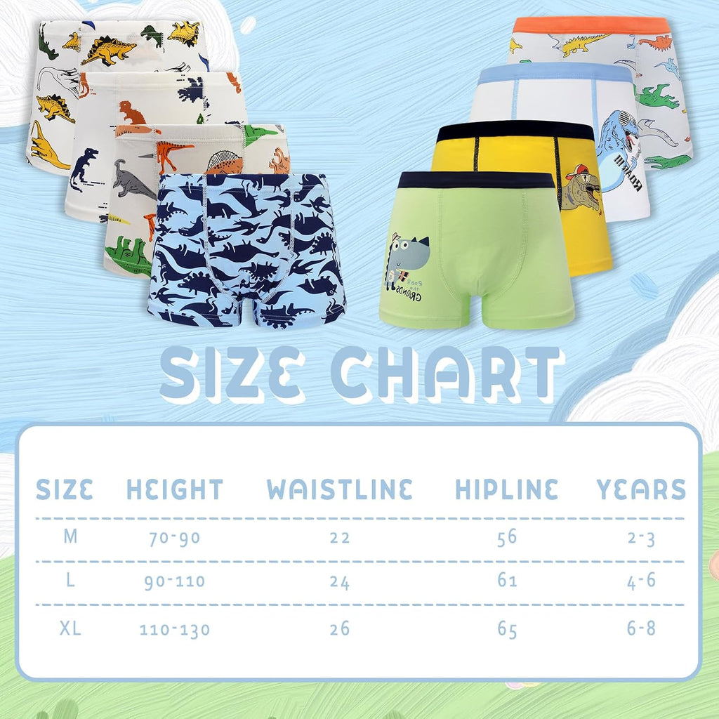 SkiBeaut Boys Boxer Briefs 4 Pack Toddler Kids Training Underwear, Ages 2-8