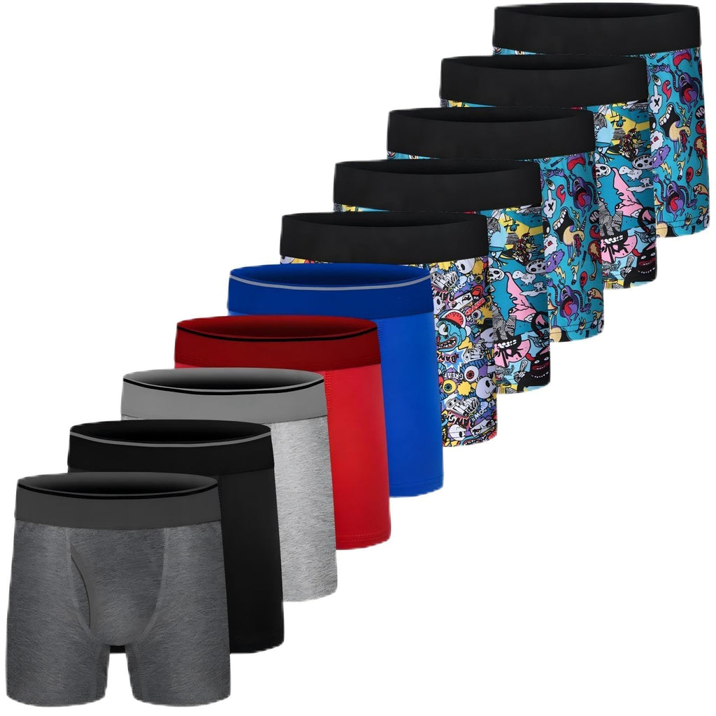 Boys Boxer Briefs,Cotton Toddler Underwear Breathable Mesh Performance Sport Big Boy Boxer Briefs with Fly 5Pack