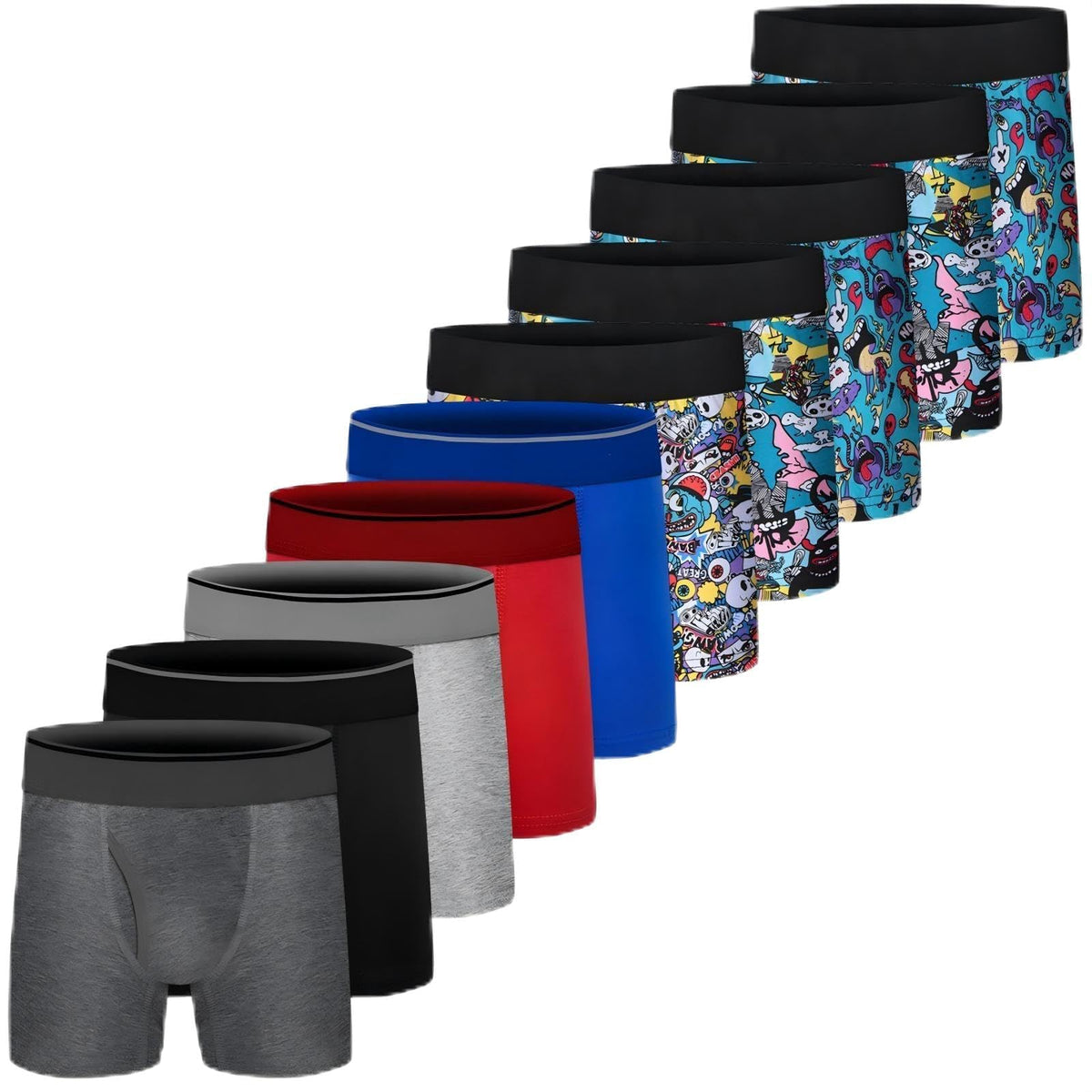 Boys Boxer Briefs,Cotton Toddler Underwear Breathable Mesh Performance Sport Big Boy Boxer Briefs with Fly 5Pack