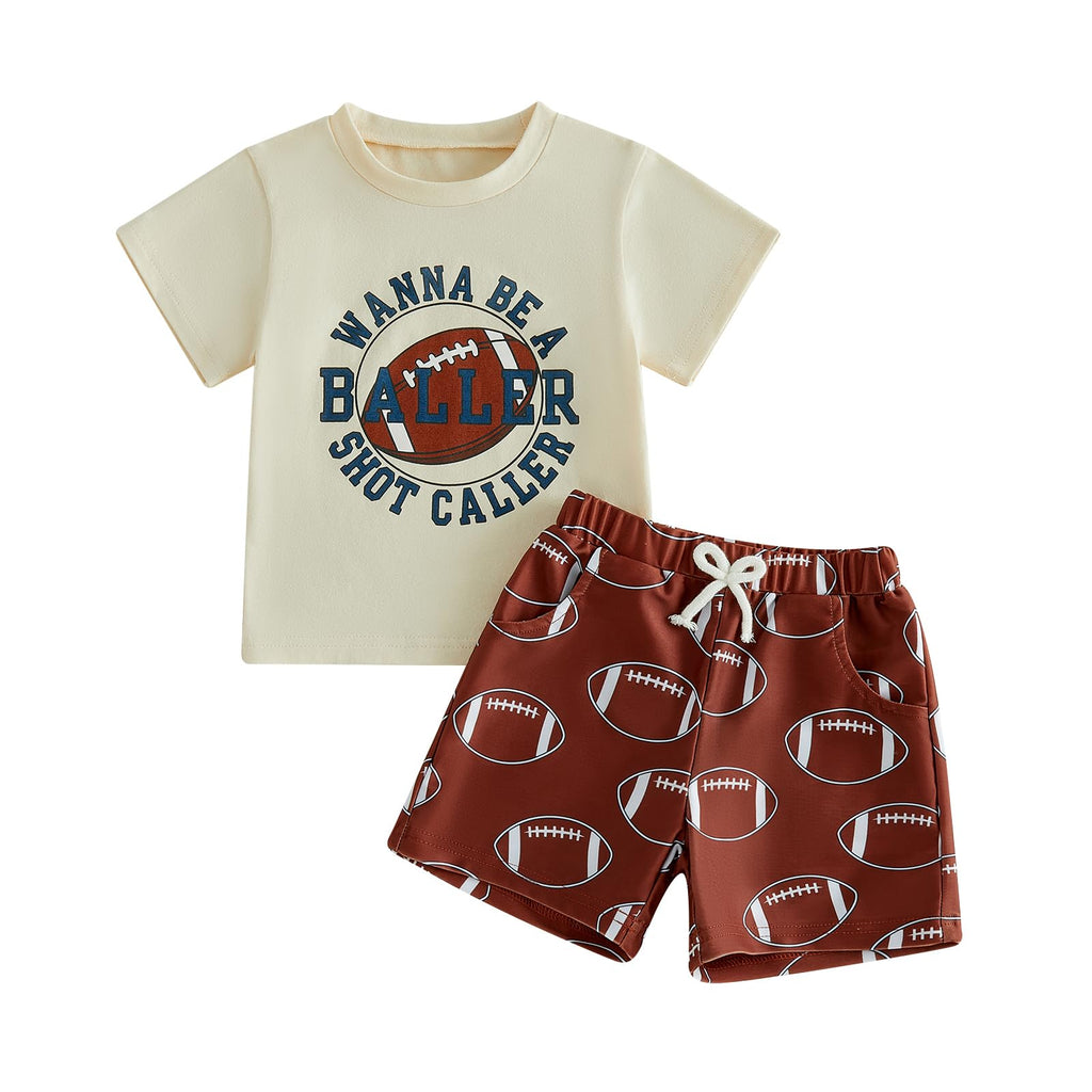 Toddler Baby Boy Baseball Outfits Summer Clothes T-shirt Plaid Shorts Set