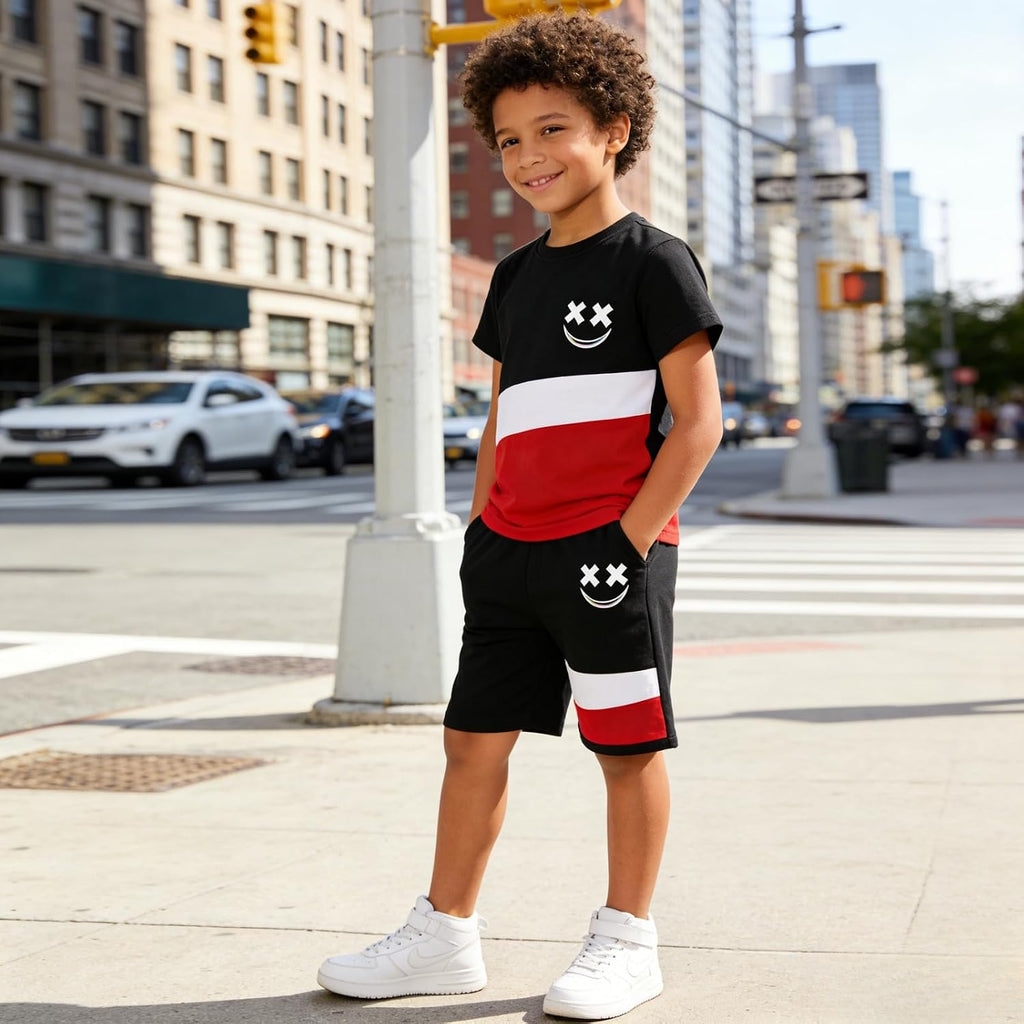 Boys Clothes 2 Piece Size 6-13Y Short Sleeve T-Shirt & Shorts Set Casual Kids Boys Spring Summer Outfits