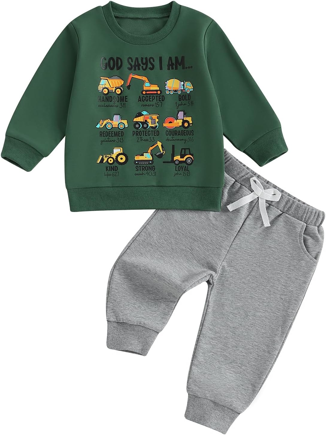 Baby Boy Fall Clothes Set Long Sleeve Truck Tractor Print Sweatshirt Pants Toddler Infant Outfits 6 12 18 24 Months 2T