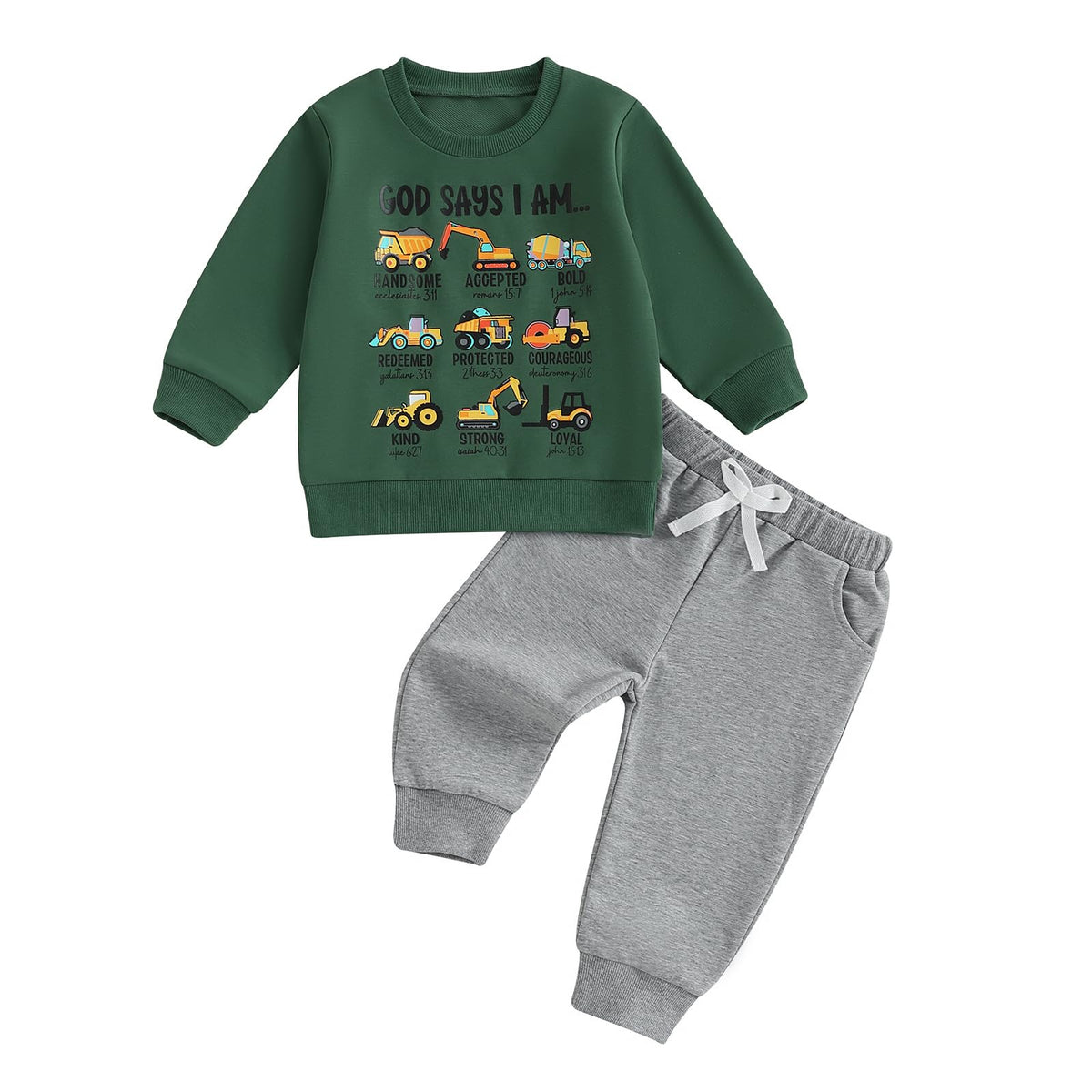 Baby Boy Fall Clothes Set Long Sleeve Truck Tractor Print Sweatshirt Pants Toddler Infant Outfits 6 12 18 24 Months 2T