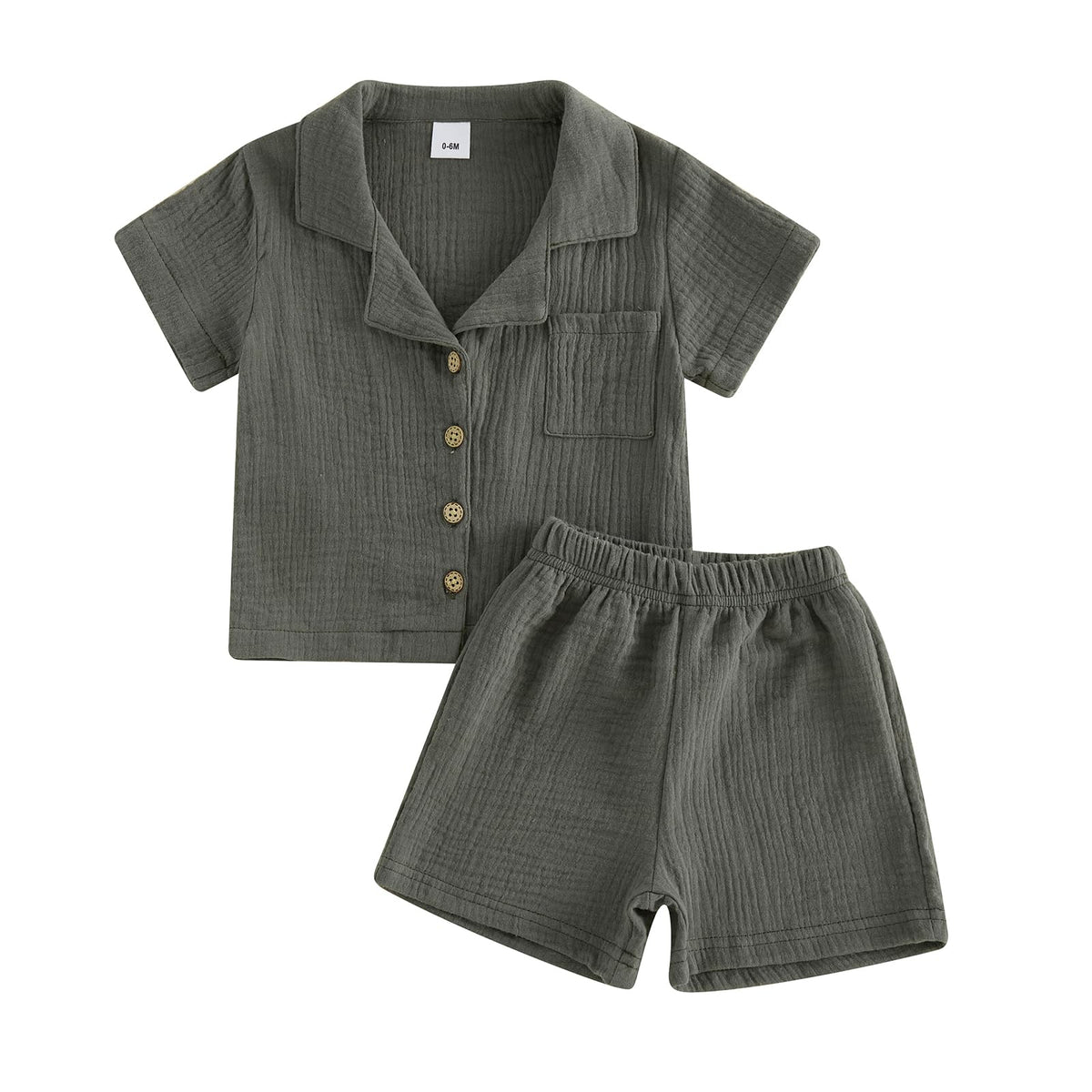 Baby Boys Clothes Set Toddler Infant Boys Button-down Shirt Tops + Cotton Gauze Shorts Summer Outfit 2PCS with Pockets