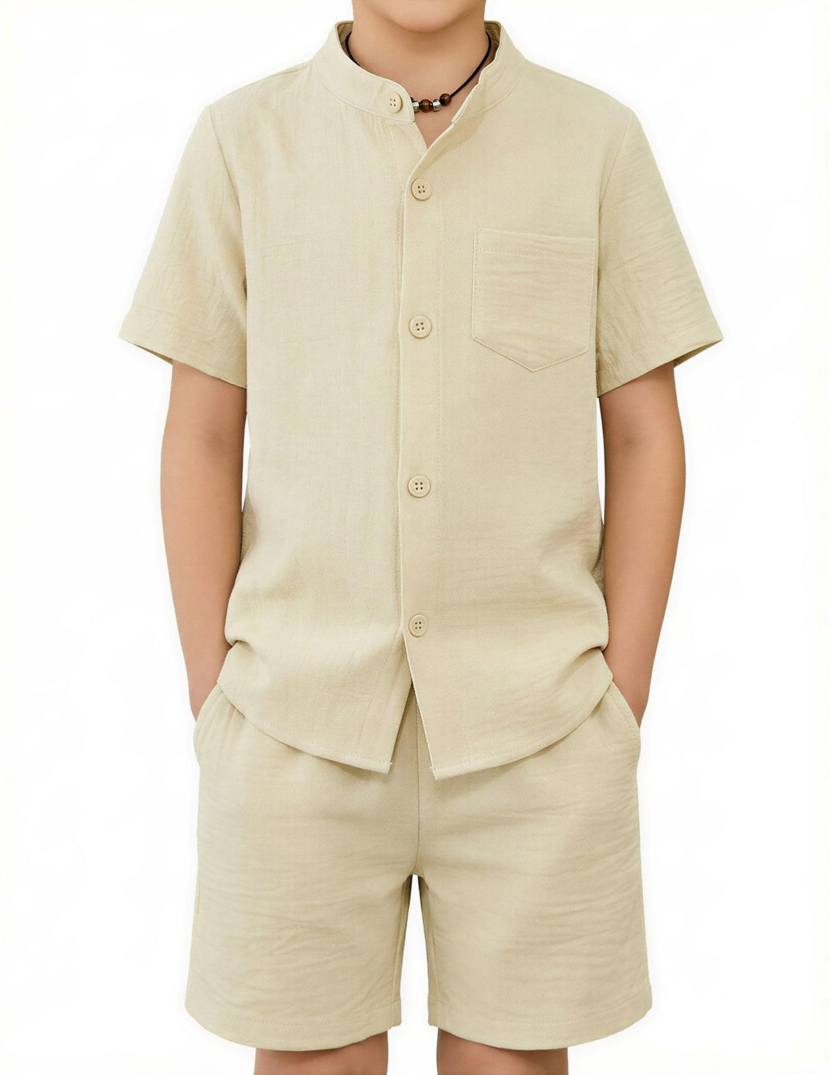 Arshiner Toddler Boys 2 Piece Outfits Texture Button Down Shirt and Shorts