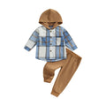 Douhoow Toddler Unisex Baby Clothes Boys Girls Flannel Shirt Tops Plaid Hoodie Sweatshirt + Sweatpants Fall Winter Outfits