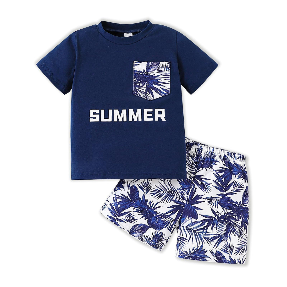 2-7 T Toddler Baby Boy Outfits Shorts Sleeve Summer Beach Cocos T Shirts + Shorts Clothing Set