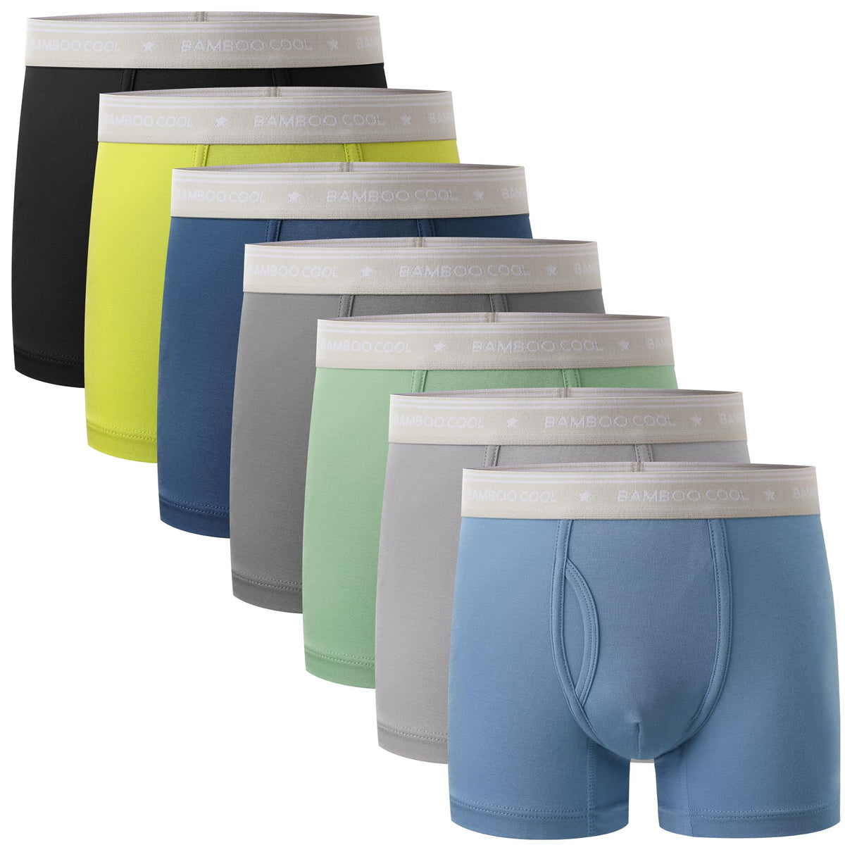 BAMBOO COOL 7 Pack Week Theme Boys' Underwear Ultra Soft Boxer Briefs
