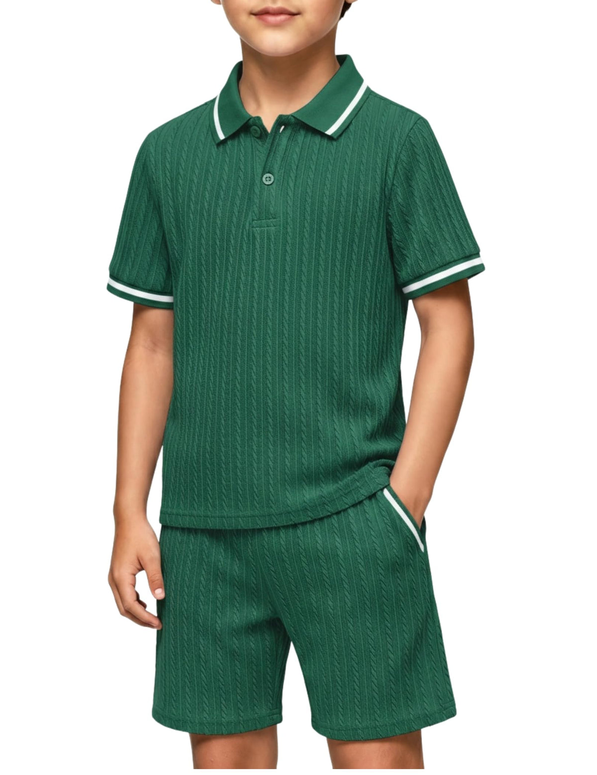 Arshiner Boys 2 Piece Outfits Button Polo Shirt & Elastic Shorts 4-13 Years