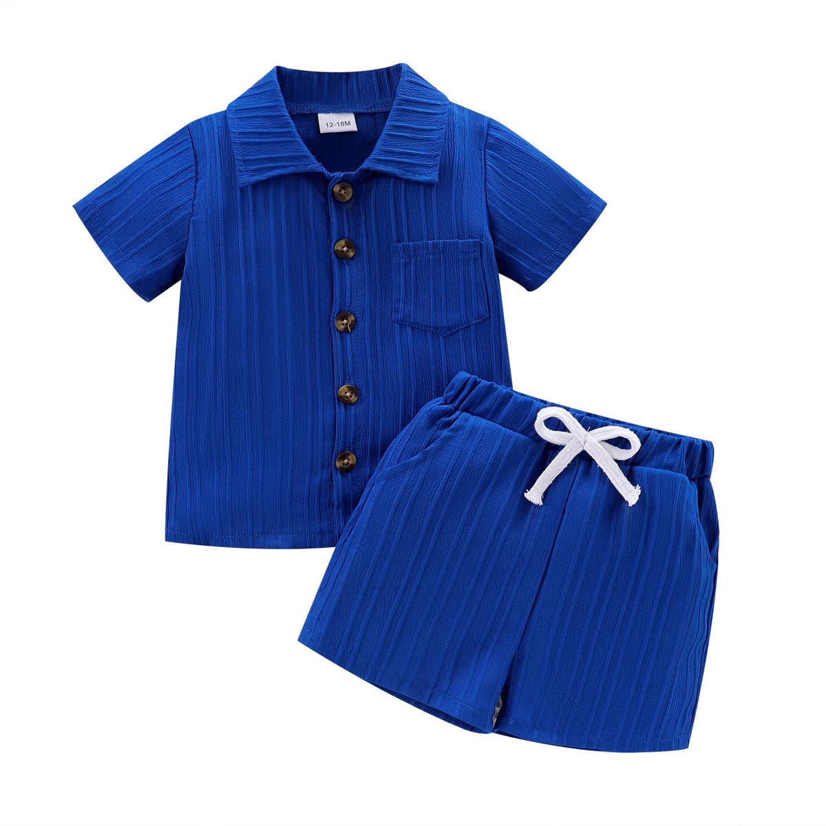 Toddler Boy Clothes Ribbed Button Shirt Shorts Summer Outfits 1-5T