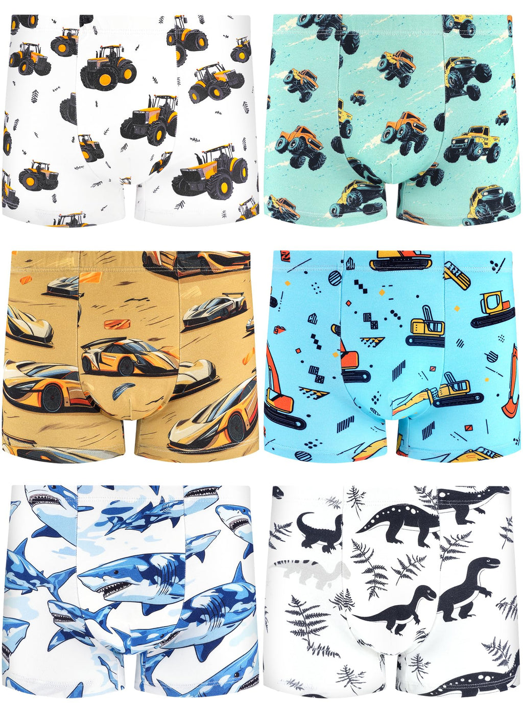 Boys Underwear, Soft Cotton Tagless Boxer Briefs, 6-Pack, 2T-12Y