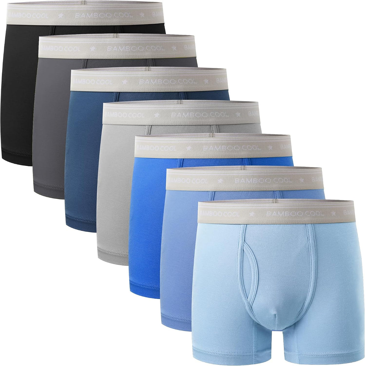 BAMBOO COOL 7 Pack Week Theme Boys' Underwear Ultra Soft Boxer Briefs