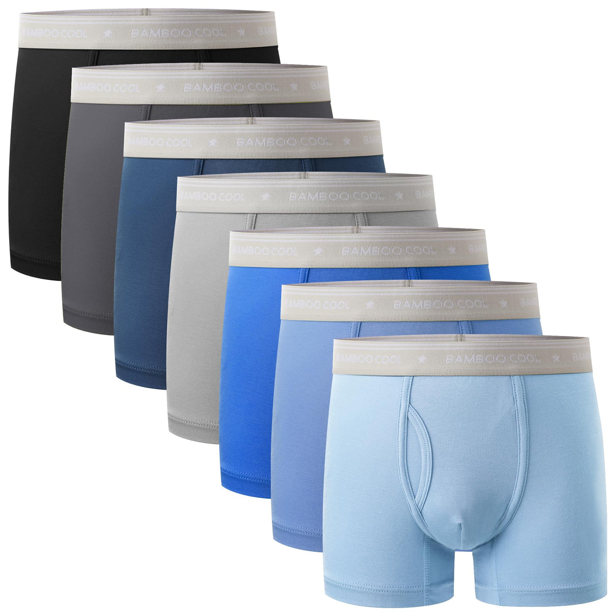 BAMBOO COOL 7 Pack Week Theme Boys' Underwear Ultra Soft Boxer Briefs