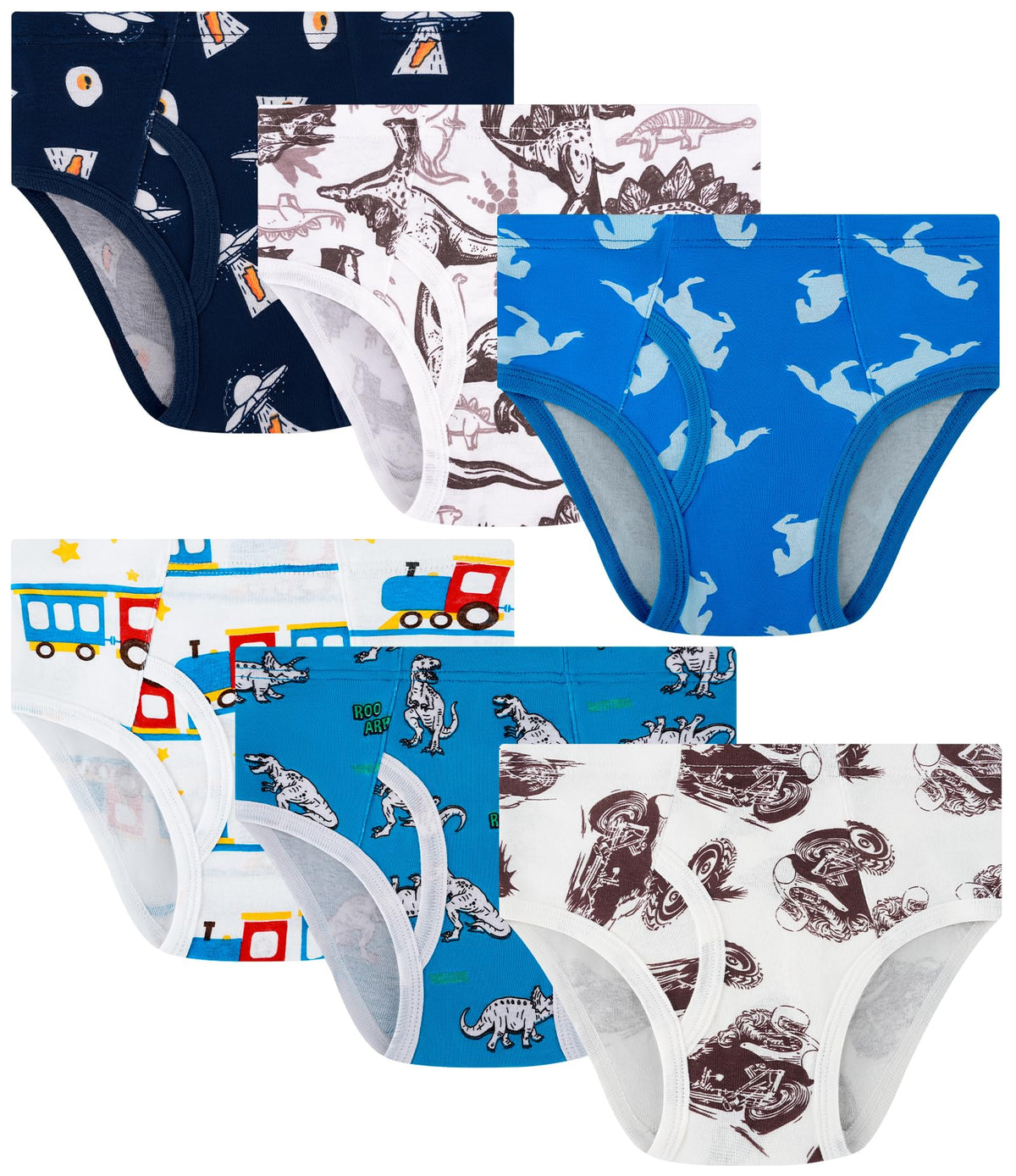 Boys 100% Cotton Briefs Soft Underwear Size 2T-12Yrs 6-Pack