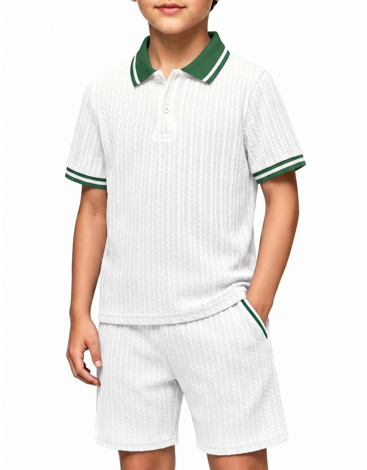Arshiner Boys 2 Piece Outfits Button Polo Shirt & Elastic Shorts 4-13 Years