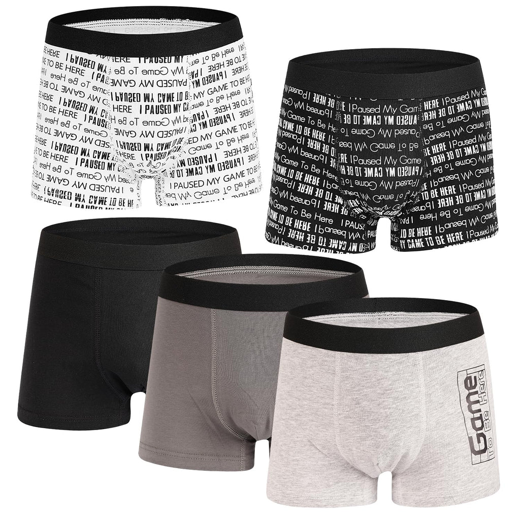 Boys Boxer Briefs 5 Pack, Kids Youth Underwear for 8-14 Years Teen Big Kids Soft Breathable Boxer Shorts Underpants