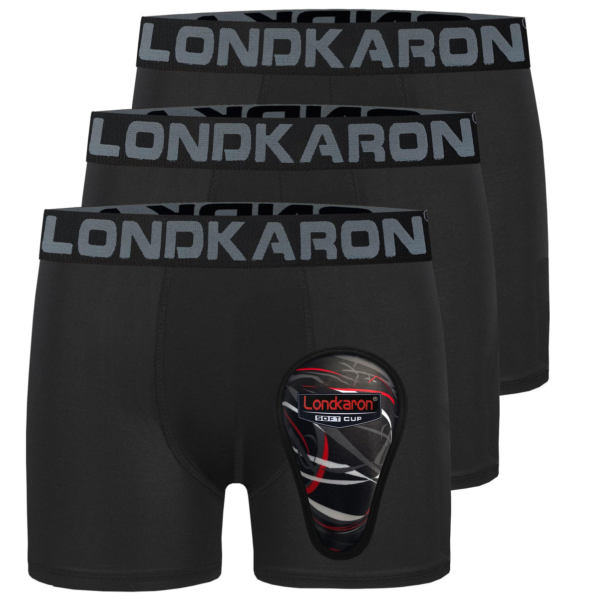 3-Pack Youth Boys Stretch Boxer Briefs w/Soft Protective Cup, Elite Boxer Jock for Baseball & Football