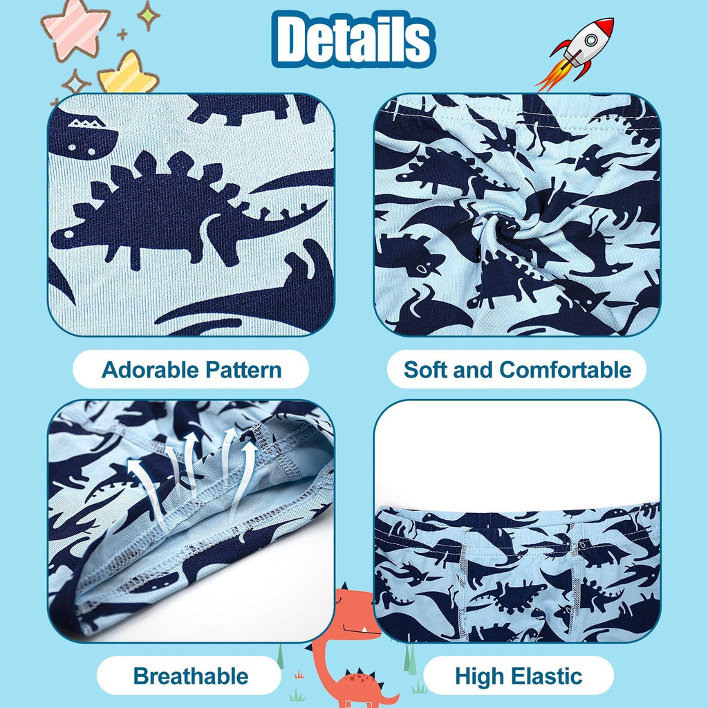 Boys Underwear 5 Pack, Toddler Boxer Briefs Soft Breathable Kids 2-8 Years Shorts Boxer Dinosaur Animals Set