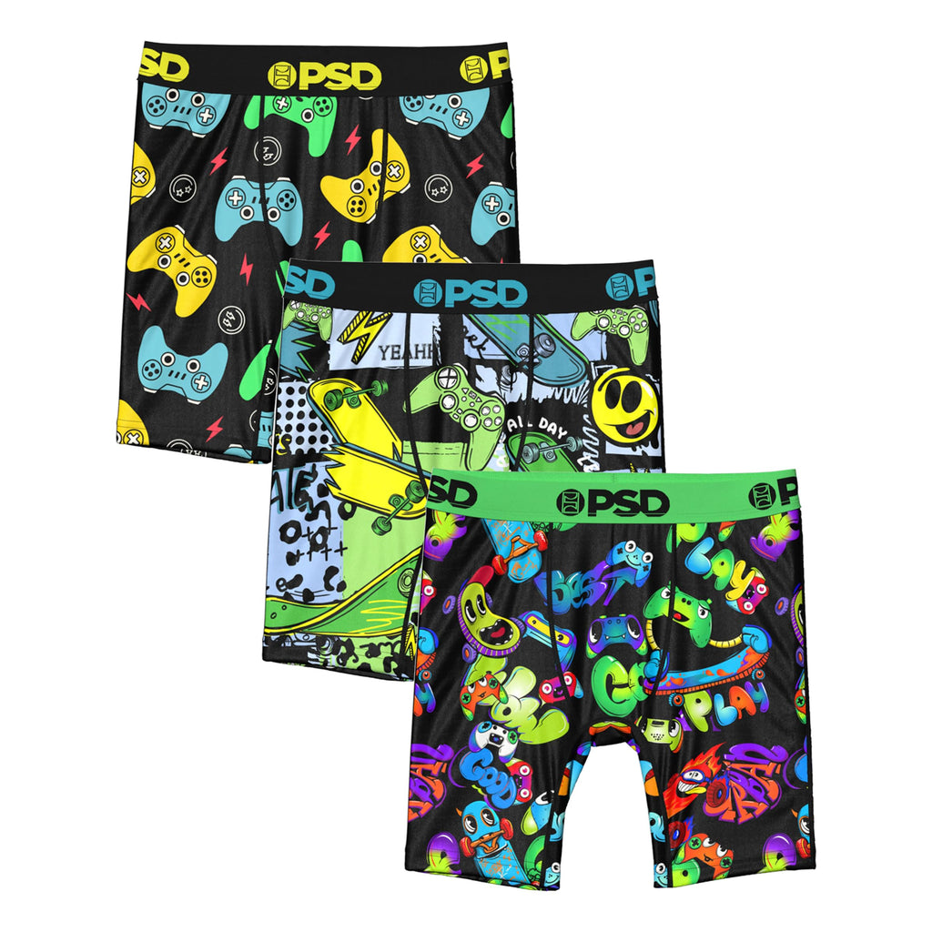 PSD Youth Boys Underwear Sports Graphic Print Boxer Briefs, Packs & Singles
