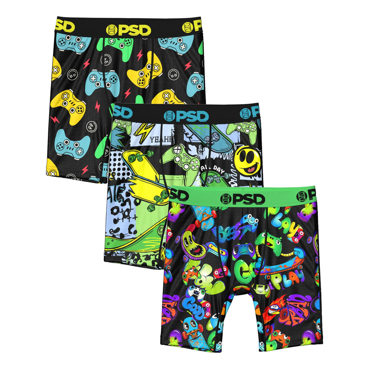 PSD Youth Boys Underwear Sports Graphic Print Boxer Briefs, Packs & Singles