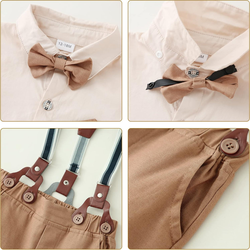 DISAUR Baby Boy Clothes Suits Toddler Dress Shirt With Bowtie Suspender Pants Outfit Sets Gentleman Wedding 1-6 Years
