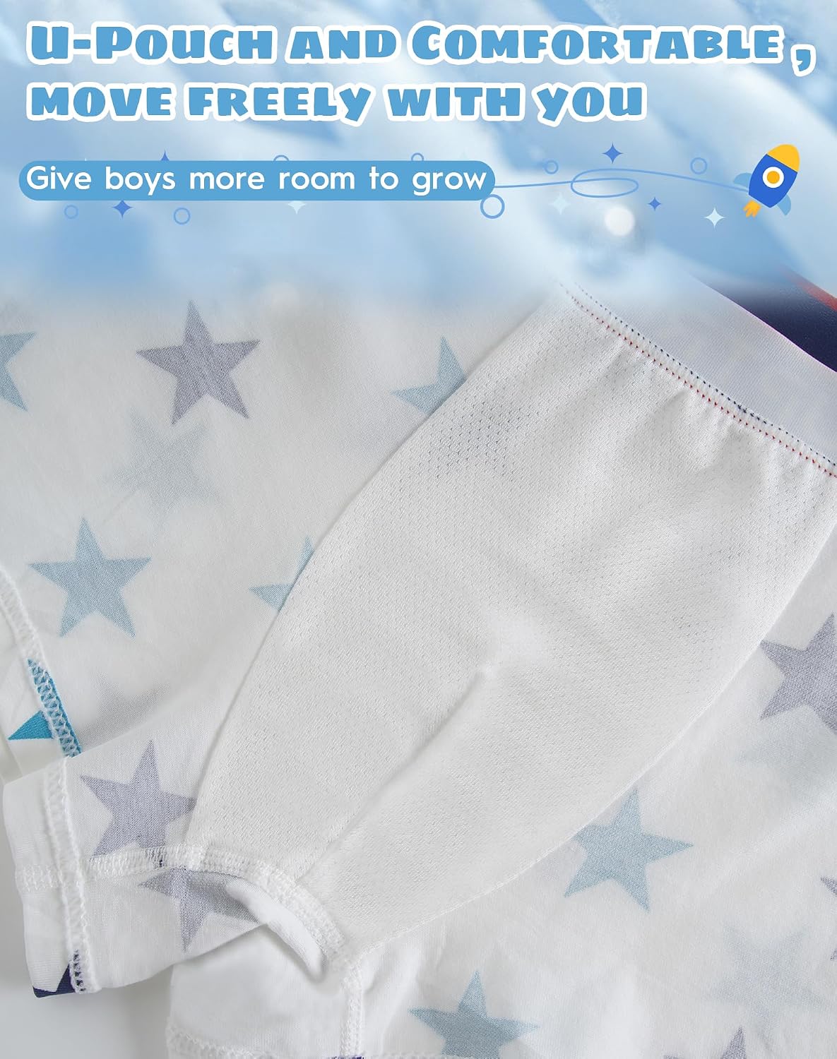 UPTRIS Boys Boxer Briefs Cotton Underwear Star Print Lightweight Mlutipacks