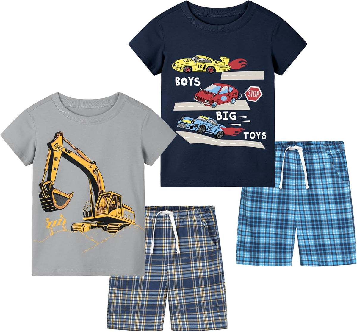 Cooraby Toddler Boys Summer Clothes Outfits Kids Cotton Short Sleeve Shirt Shorts 4 Pieces Set Toddler Boys short sets 2-5T