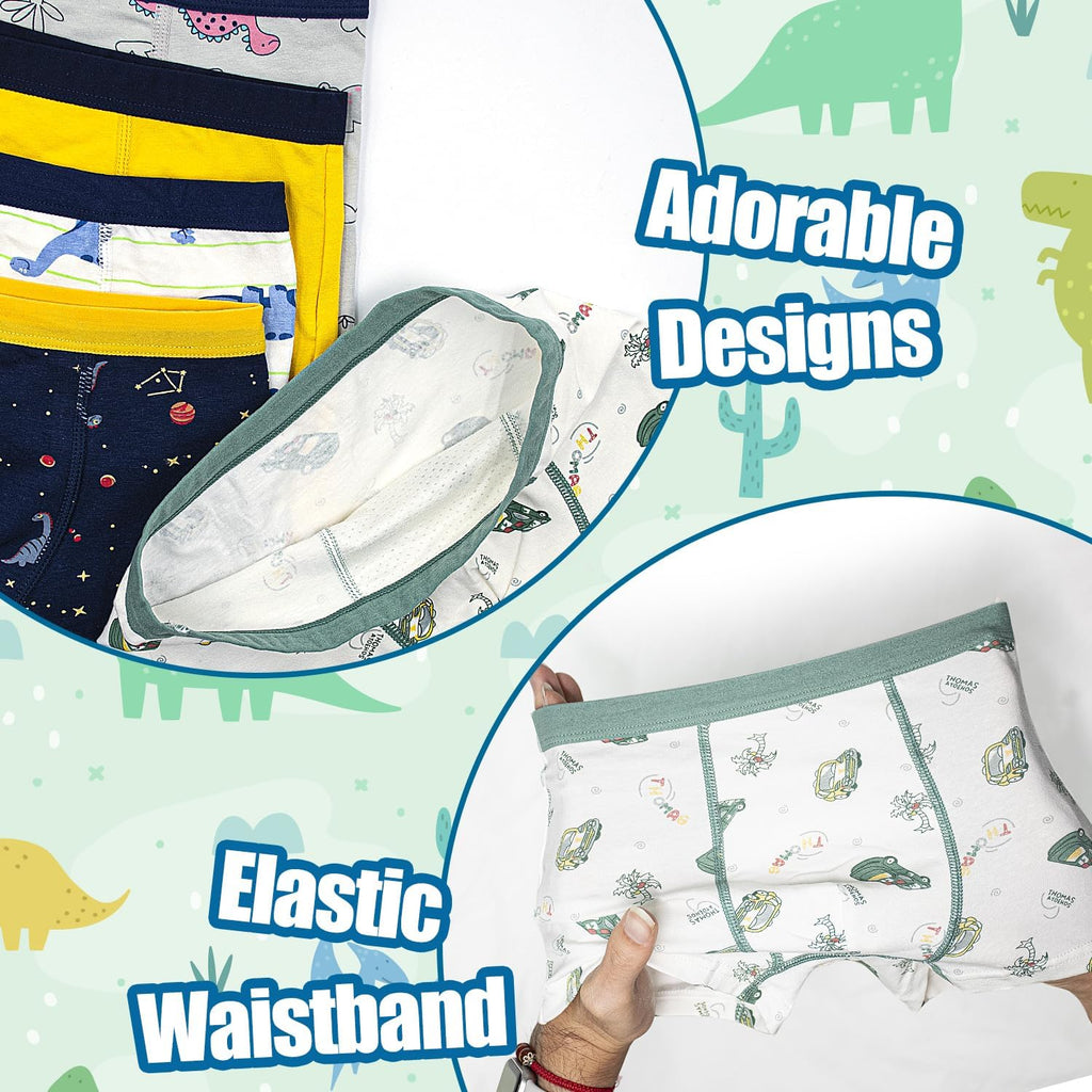 Boys Underwear 5 Pack, Toddler Boxer Briefs Soft Breathable Kids 2-8 Years Shorts Boxer Dinosaur Animals Set