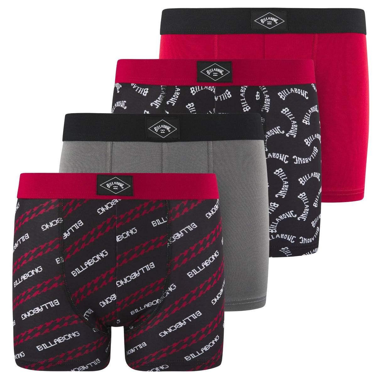 Billabong Boys Underwear, 4 Pack Durable Stretch Breathable Boxer Briefs
