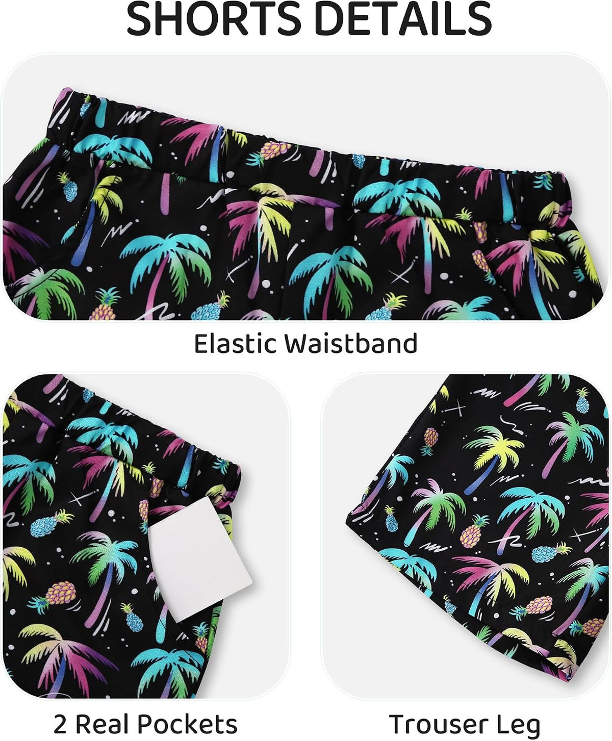 ZOEREA Boys Hawaiian Outfit 3Pcs Kids' Summer Beach Clothes Set Luau Tropical Shirt Top +Shorts + Hat for Children 4-12 Year