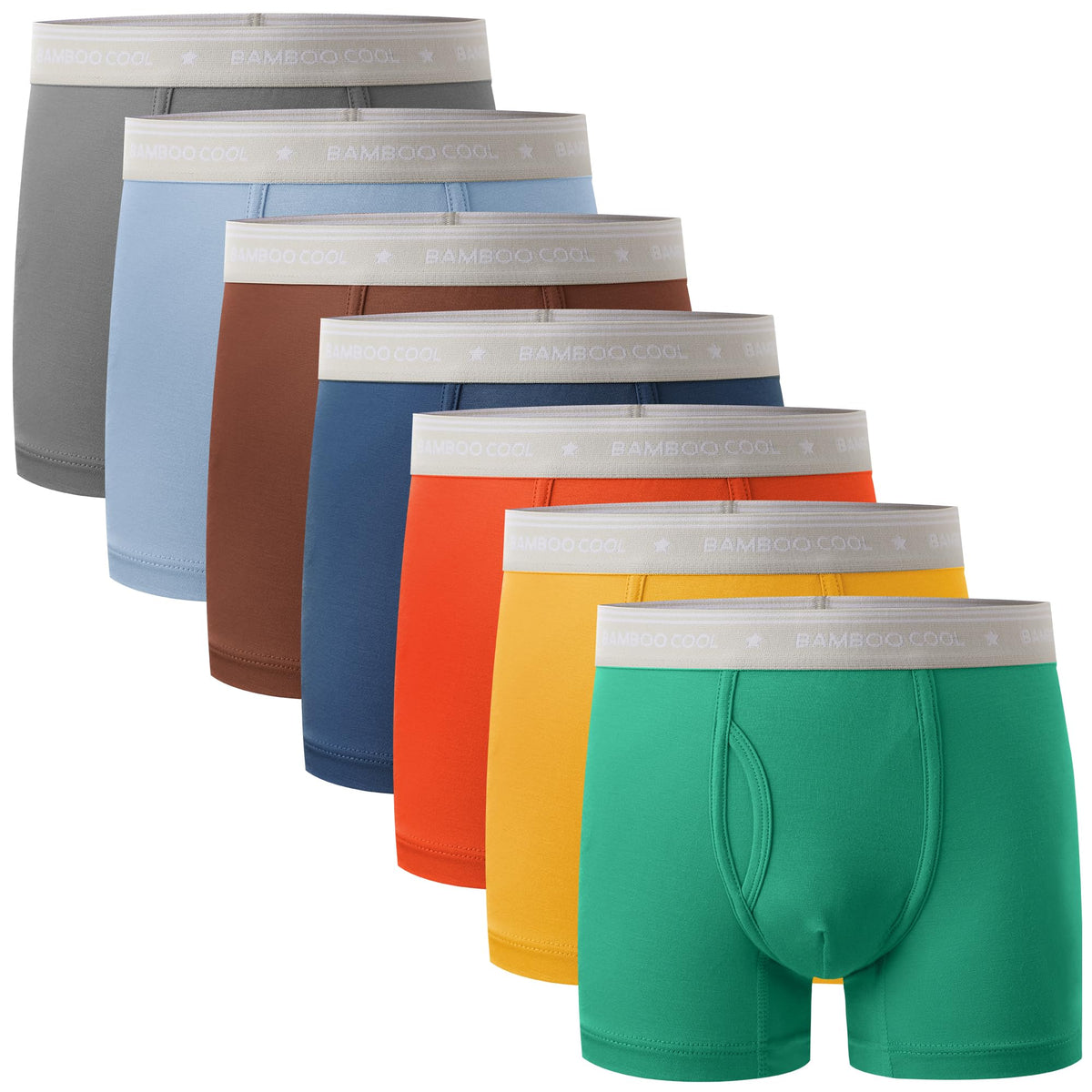 BAMBOO COOL 7 Pack Week Theme Boys' Underwear Ultra Soft Boxer Briefs
