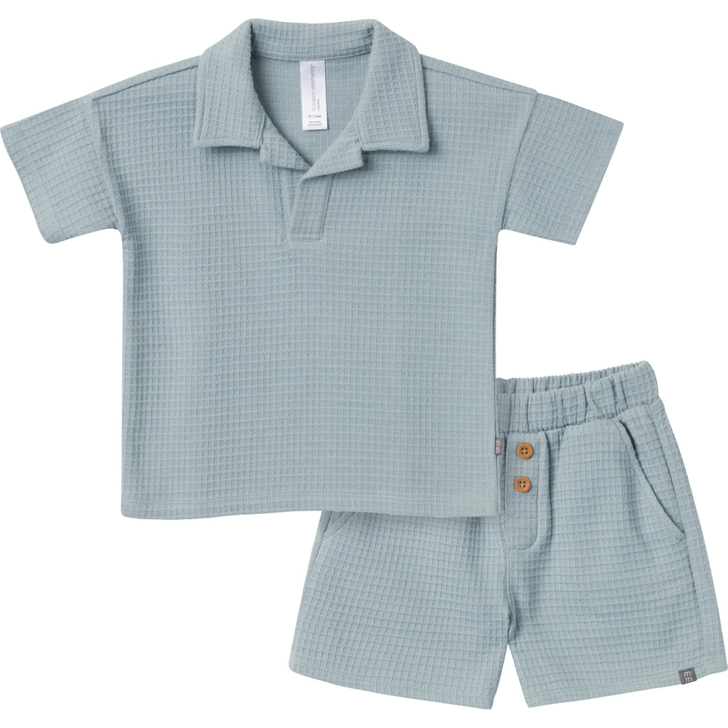 Modern Moments by Gerber Baby Boys' 2-piece Johny Collar Shirt & Short Set